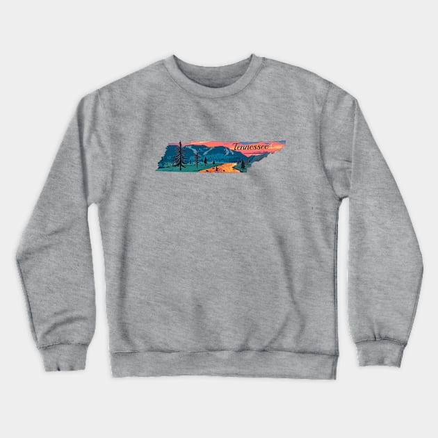 Tennessee Fly Fishing State River Sunset by TeeCreations Crewneck Sweatshirt by TeeCreations